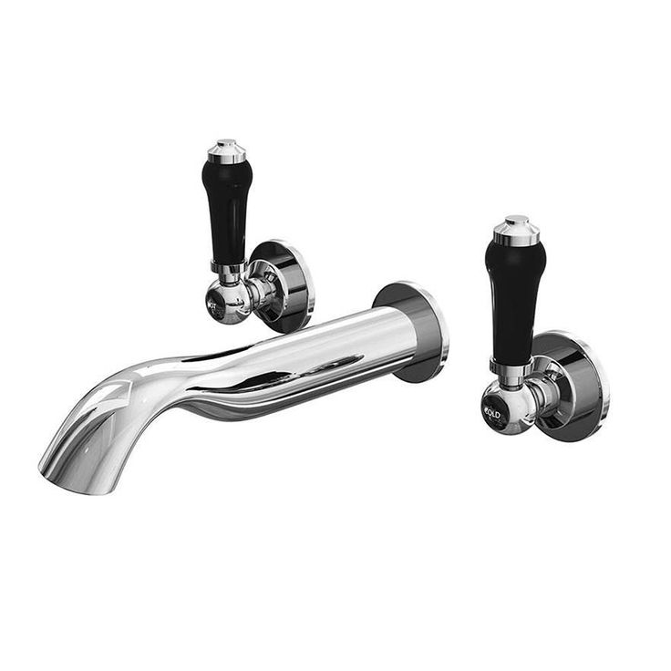 Albert Traditional Wall Mounted Basin Mixer Tap With Black Levers - Traditional Black Bathroom Sink Tap Albert Traditional Wall Mounted Basin Mixer Tap With Black Levers - Traditional Black Bathroom Sink Tap