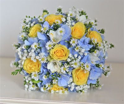 25 Best Light Blue Weddings Ideas On Pinterest Pastel Bouquet With Light Blue Hydrangeas And Yellow Roses