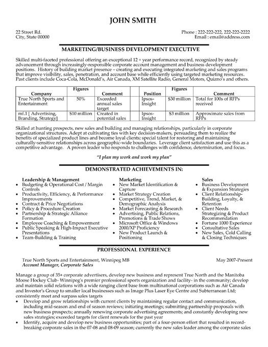 Click Here to Download this Business Development Executive Resume Template! http://www.resumetemplates101.com/Sales-resume-templates/Template-85/