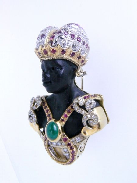 Bust Brooch, Blackamoor Venetian Talismano