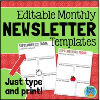 school monthly newsletter templates