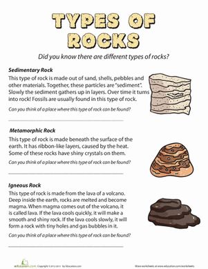 Types of Rocks | Worksheet | Education.com | Rock science, Second grade