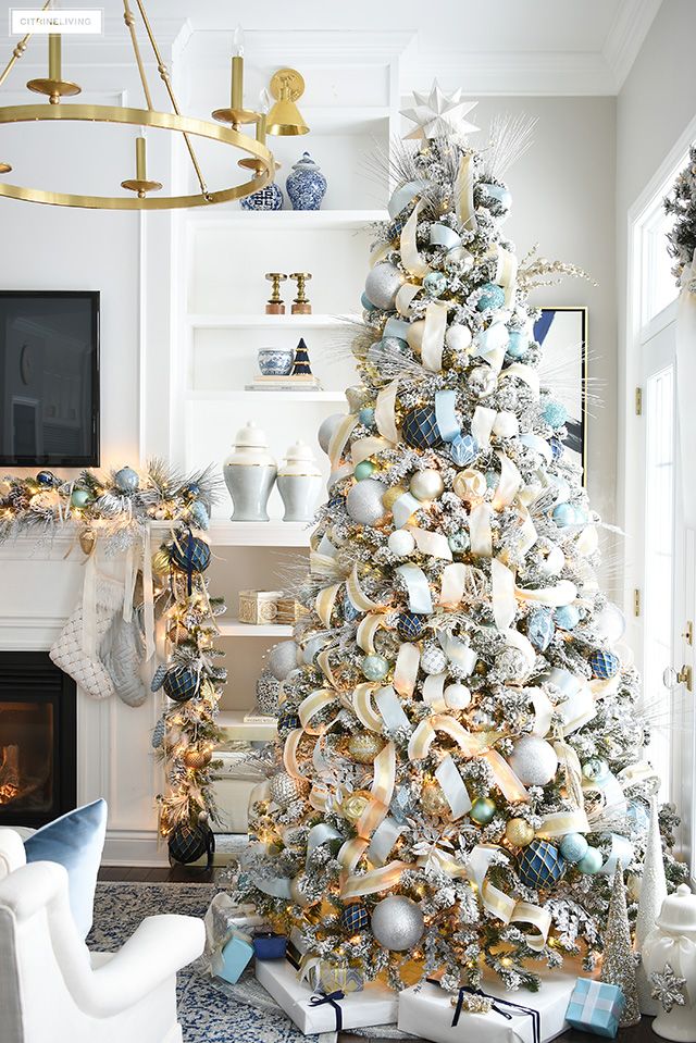 Elegant Christmas Living Room Soft Blue Gold Elegant Holiday Decor Christmas Living Rooms Shabby Chic Christmas Decorations Elegant Christmas Living Room Soft Blue Gold Elegant Holiday Decor Christmas Living Rooms Shabby Chic Christmas Decorations
