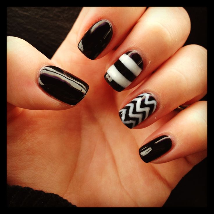 192 Best Gel Nails Images On Pinterest Nail Scissors Beauty And Black Nails With White Design Gel Manicure Chevron And Stripe