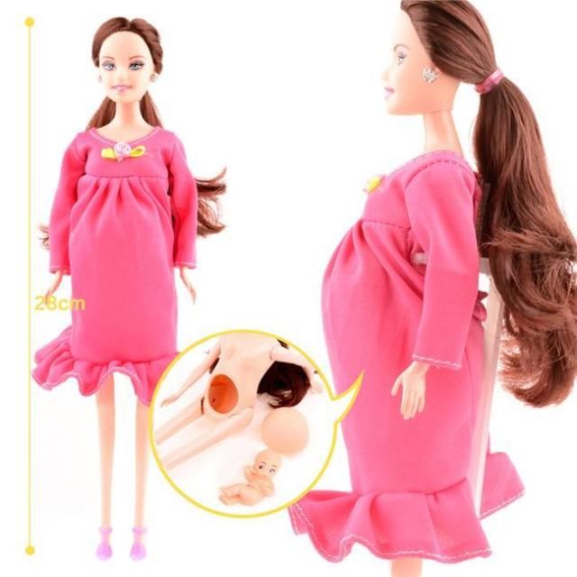 Real pregnant doll mom doll have a baby in her tummy with shoe