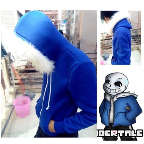 Undertale Sans Cosplay Costume Blue Hoodie Hooded Winter Coat Sweater Jacket New
