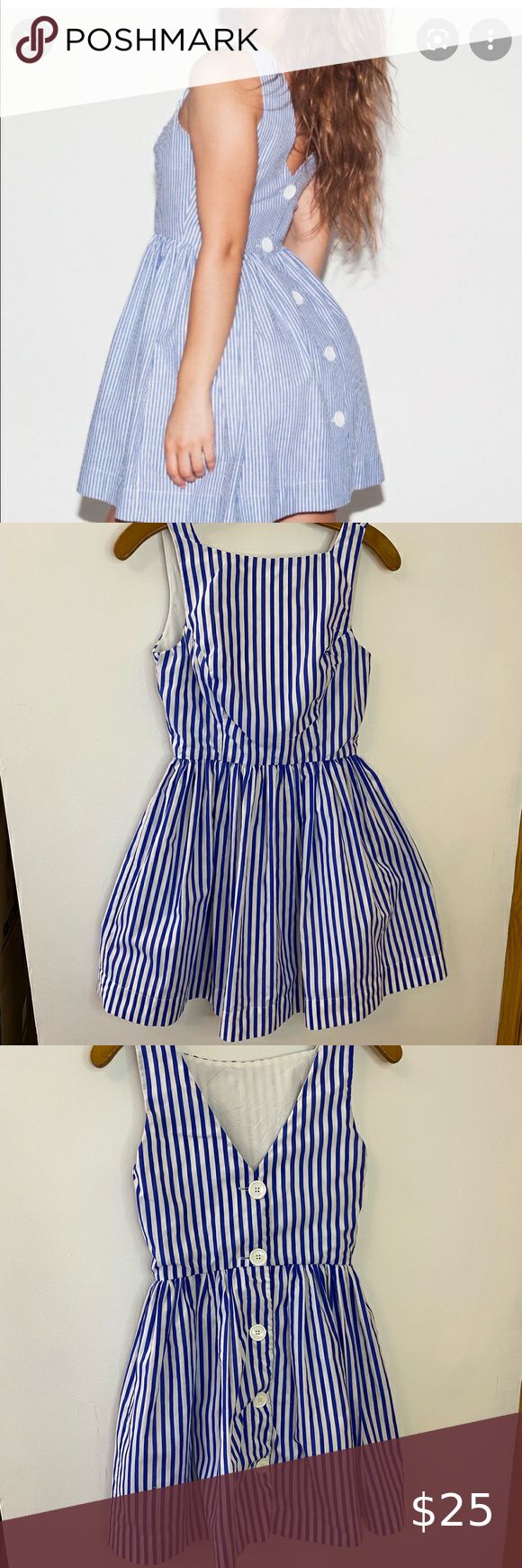 American Apparel Striped Button Back Dress American apparel