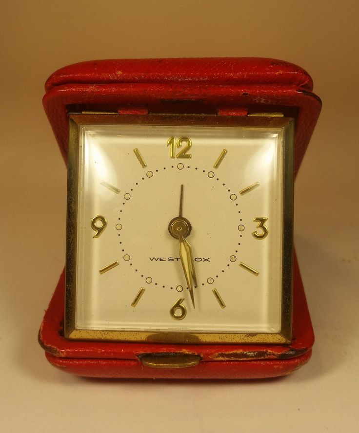 Vintage Westclox Travel Alarm Clock With Red Leather Case Vintage Westclox Travel Alarm Clock, How To Adjust Westclox Alarm Clock