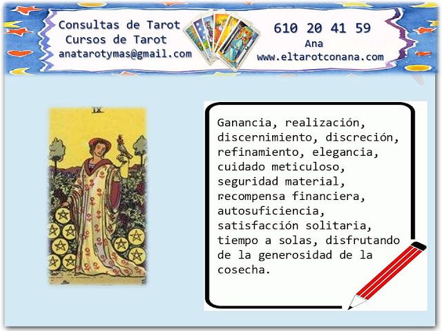 Los Menores Del Tarot Nueve De Oros Tarot Tarot Del Amor Tarot Significado