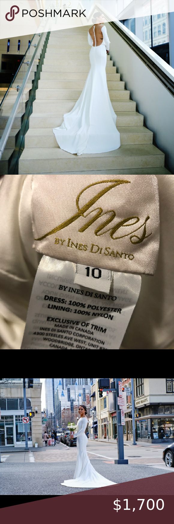 Ines by Ines Di Santo Wedding Dress Original Size 10 Alterations: Shoulder to Floor length - 52.