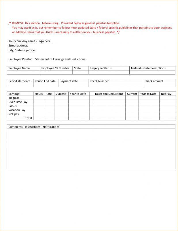 Pay Stub Template Excel Template Pinterest Template And