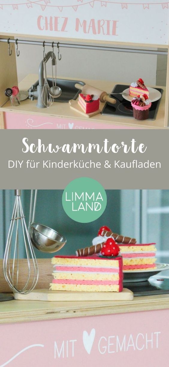 Kaufmannsladen Zubehör basteln: Schwammtorte für die Spielküche