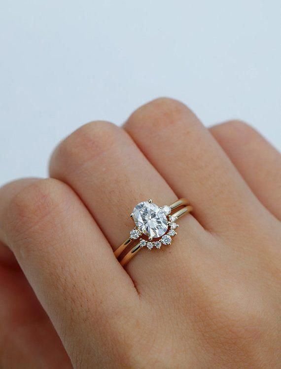 Unique Engagement Ring Yellow Gold Moissanite Engagement Ring