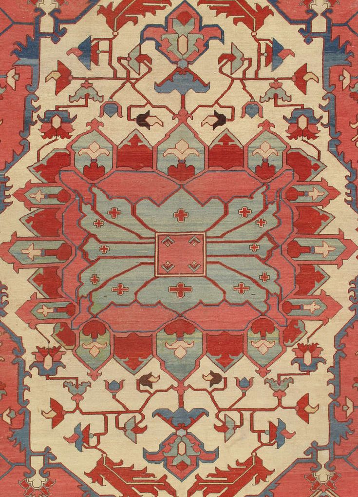 674 Best Heris Serapi Carpets Calligrapfic Pottery Ic Antique Persian Serapi Carpet Handmade Rug Ivory Light Blue Rusty Red