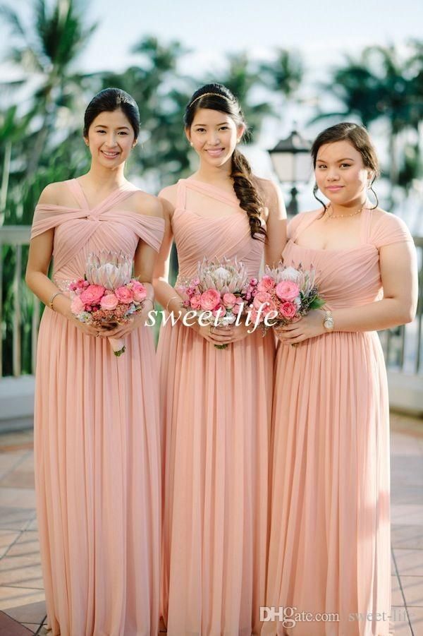 35 Best Entourage Gowns Images On Pinterest Weddings Bridesmaid 2017 Blush Mix And Matched Bridesmaid Dresses Plus Size A Line Floor Length Pleat Chiffon