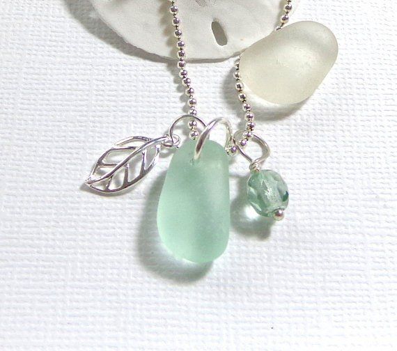 Genuine Sea Glass Jewelry Seafoam Sea Glass Necklace Starfish Charm Beach Jewelry Sea Glass Starfish Beach Wedding Jewelry
