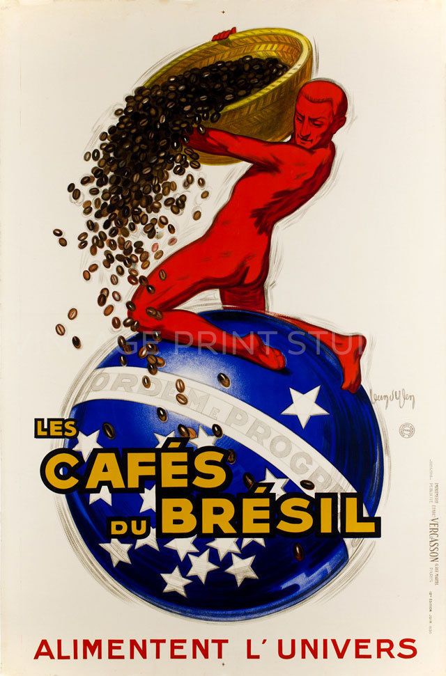 1930 Vintage Art Deco Poster Advertising Canvas Print 20x30 Brazilian Coffee