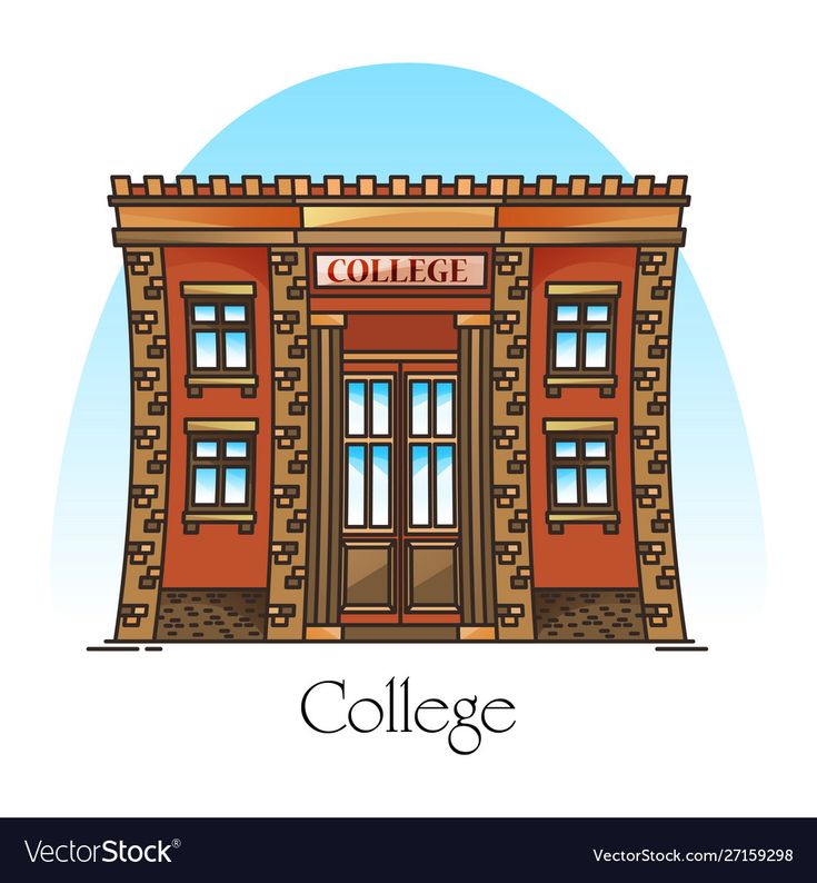 College building or university campus academy vector image on (With images)