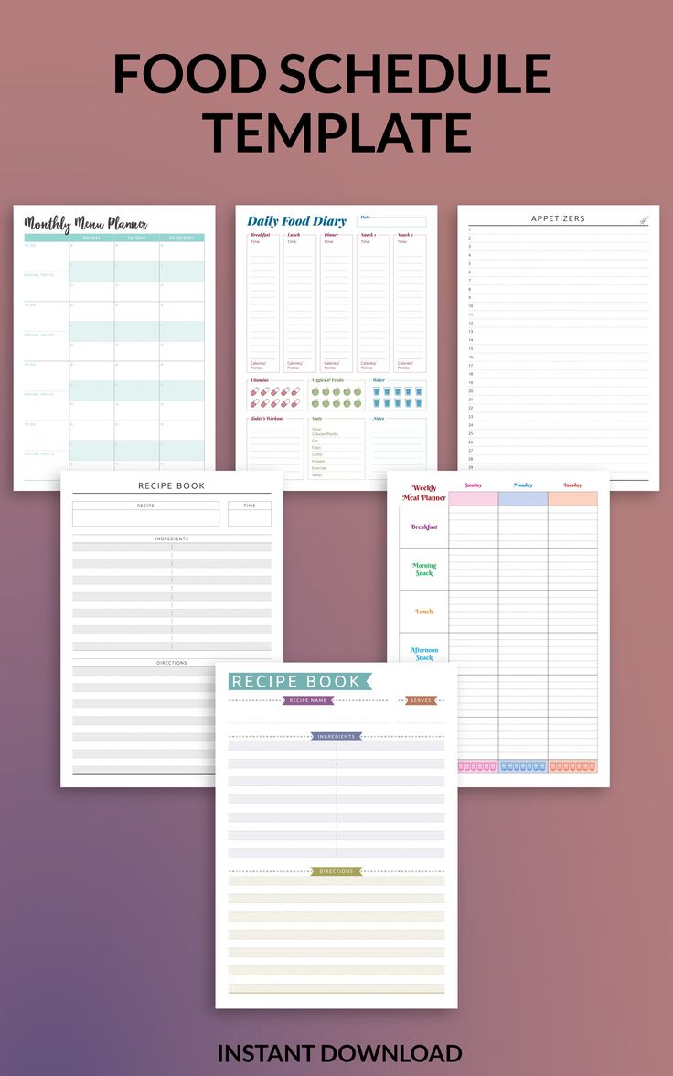 Weekly Meal Plan Printable Meal Schedule Template Instant Etsy Meal Weekly Meal Plan Printable Meal Schedule Template Instant Etsy Meal