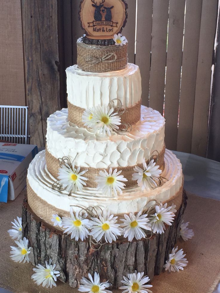 My First Wedding Cake Rustic Daisy Burlap My First Wedding Cake Rustic Daisy Burlap