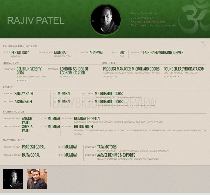 simple marriage biodata