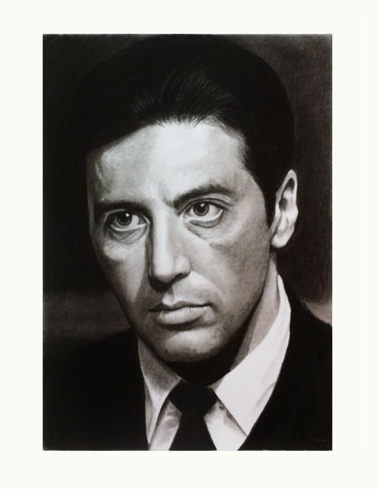 Portrait of Al Pacino done with charcoal on A3 paper by Renato Igrec