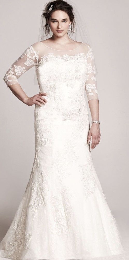 3/4 Sleeve Trumpet Wedding Dress