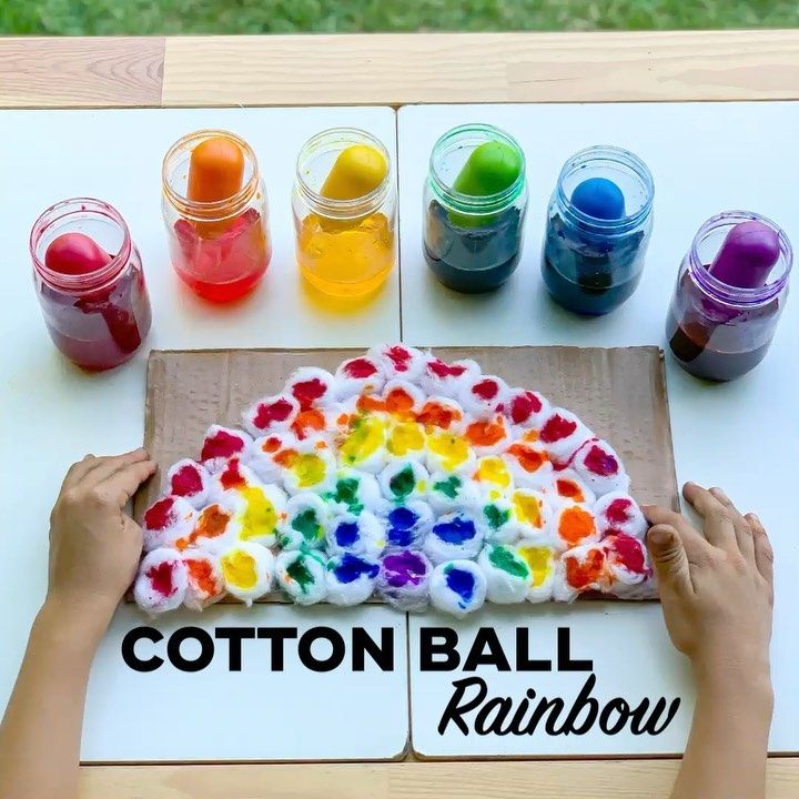7 Days of Play on Instagram: “🌈 COTTON BALL RAINBOW // Transform