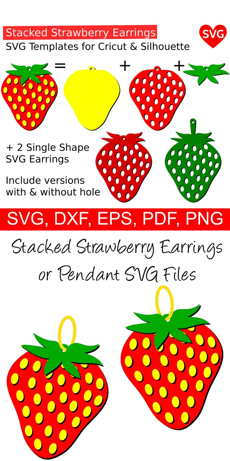 Download Summer Strawberry Earrings SVG Files for Cricut and ...
