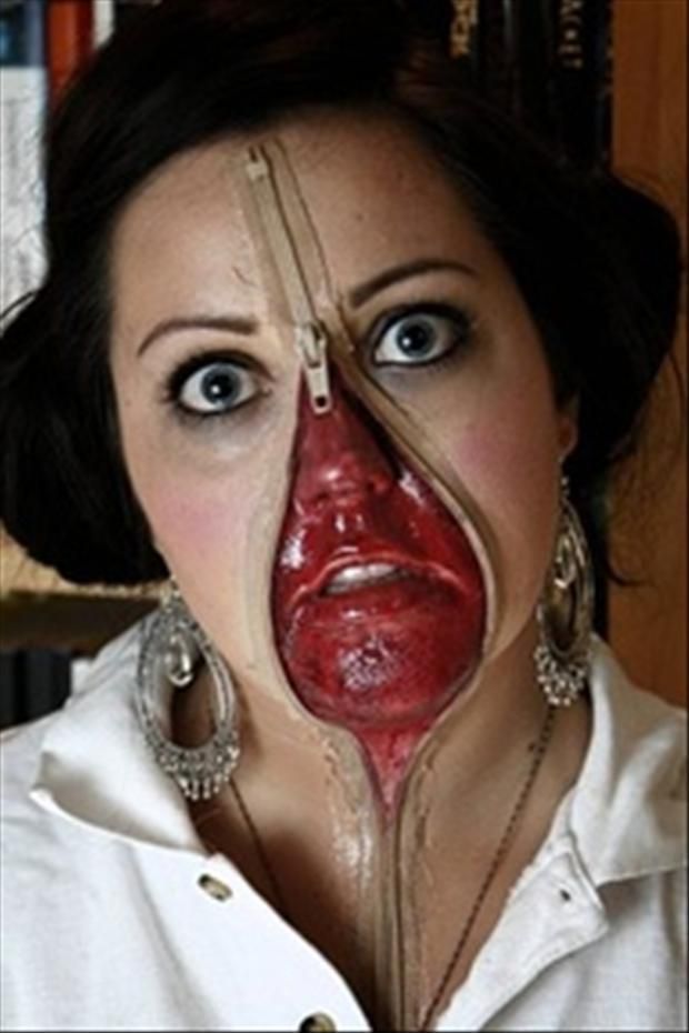 makeup for halloween this is an actual halloween zipper makeup and yes guys she used real zipper she attached it on her face using some adhesive and - Easy Scary Halloween Face Painting Ideas makeup for halloween this is an actual halloween zipper makeup and yes guys she used real zipper she attached it on her face using some adhesive and - Easy Scary Halloween Face Painting Ideas