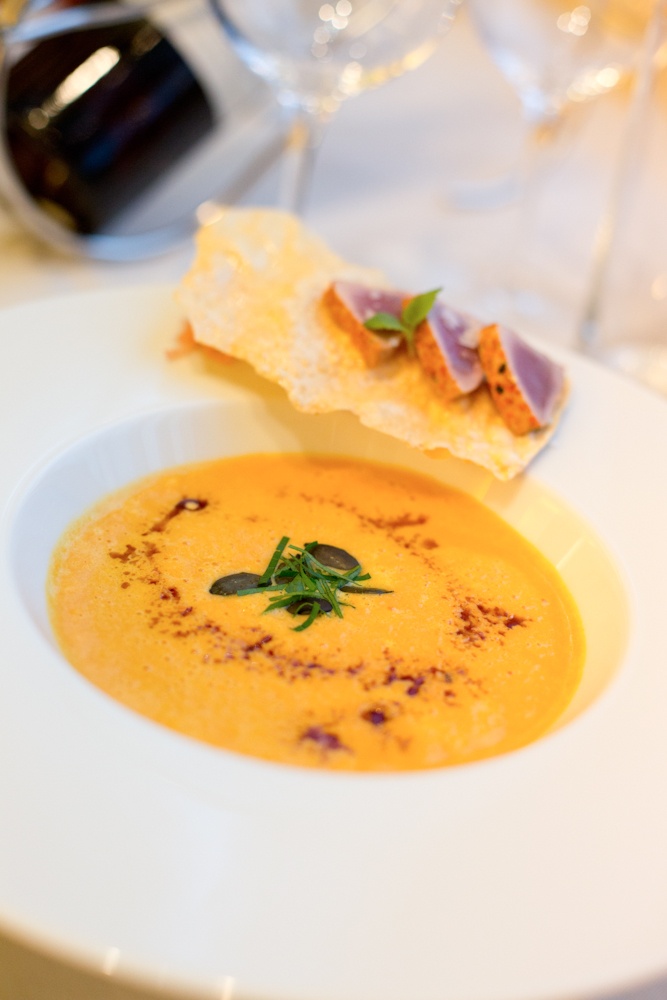 8 best delicious food in brasserie anjou images on pinterest pumpkin cream soup with seared tuna ginger and lentil chips