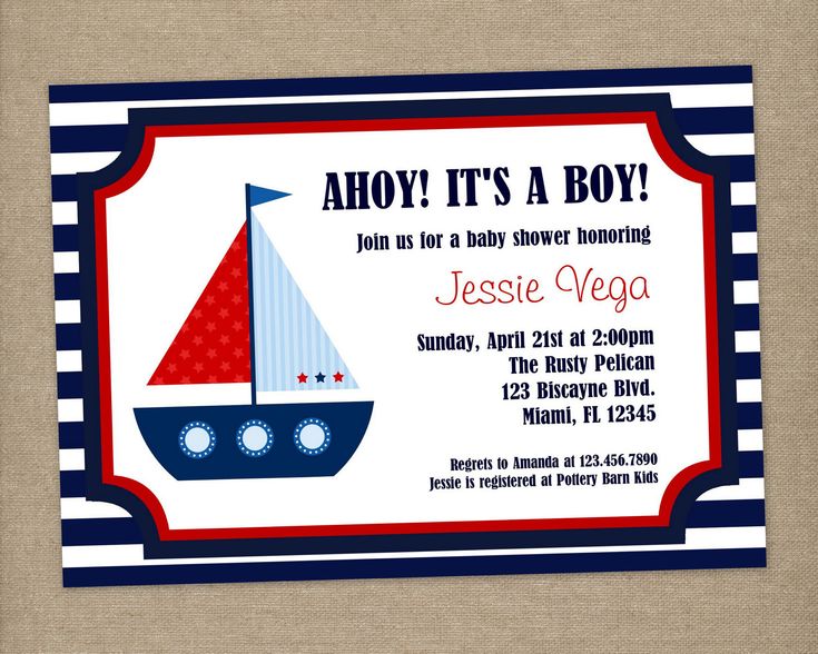 Create Own Ahoy Its a Boy Baby Shower Invitations ...
