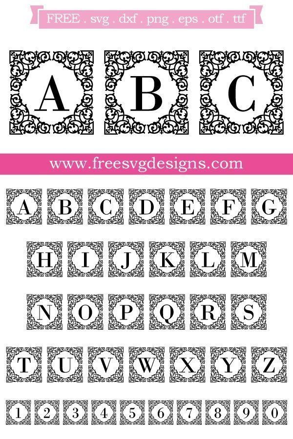 Download Free Svg Files Svg Png Dxf Eps Square Ornate Monogram Font Free Monogram Fonts Monogram Fonts Lettering Tutorial