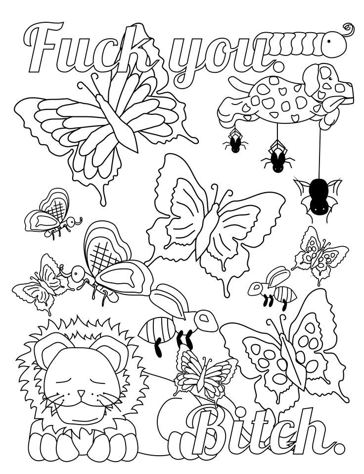 Fuck You. Bitch. - Swear Word Coloring Page - Adult Coloring Page - Swearstressaway.com - Comes from the swear word adult coloring book Screw You Asshole