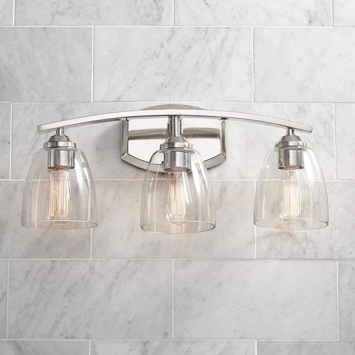 Richter 22 Wide Nickel And Glass 3 Light Bath 38m05 Lamps Plus Bathroom Fixtures Lighting Light Bath, Lamps Plus Bathroom Lights