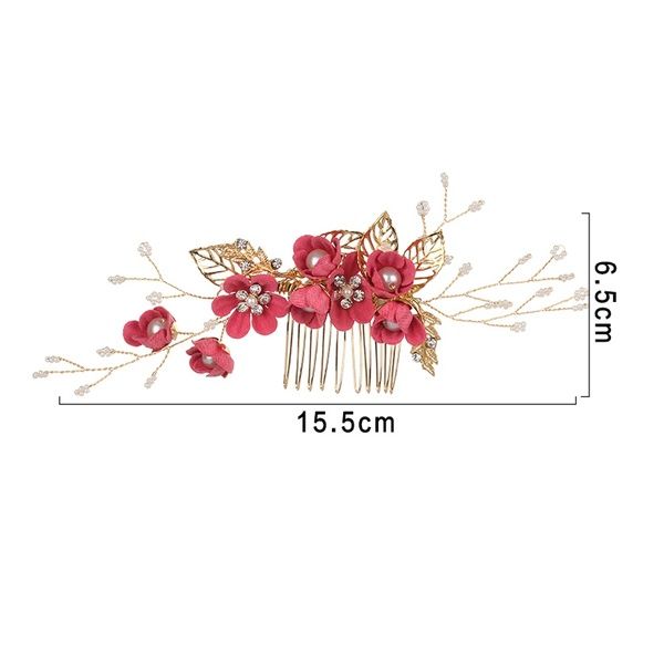 Romantic Wedding Bridal Clips Hair Combs Bridesmaid Tiara Red Flower Hair Pin Romantic Wedding Bridal Clips Hair Combs Bridesmaid Tiara Red Flower Hair Pin