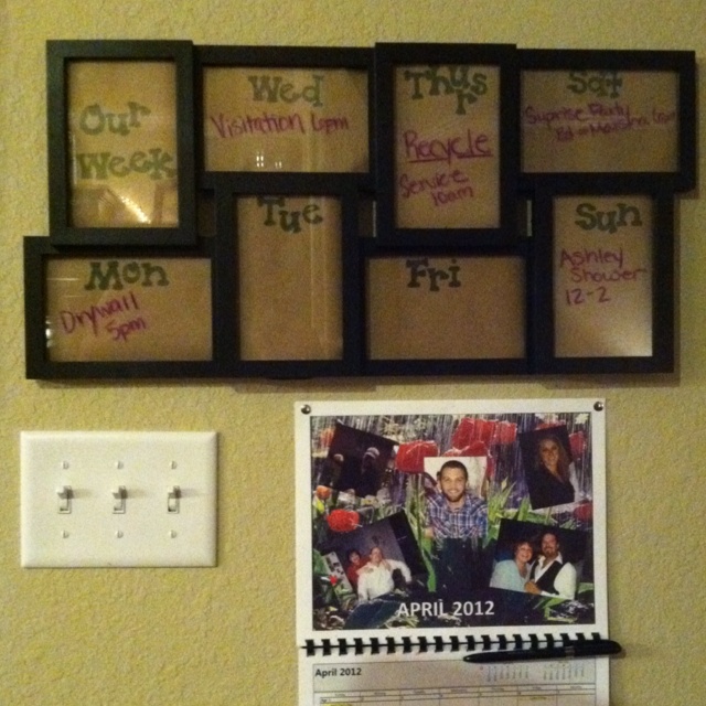 Great idea Dry erase weekly family activity calendar