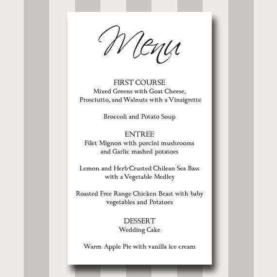 61 Best Menus Images On Pinterest Cards Wedding Menu Template And Menu Card Diy Printable Template Modern Traditional Simple Wedding