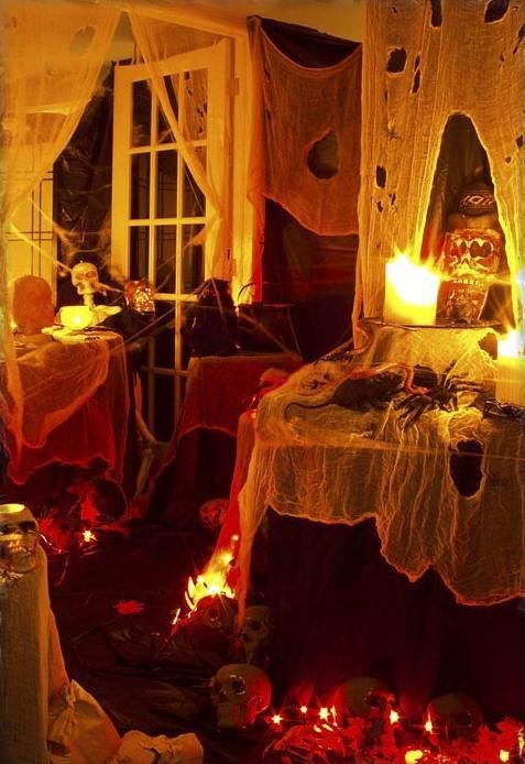 50 stylish halloween house interior decorating ideas love the twinkle lights in the skulls