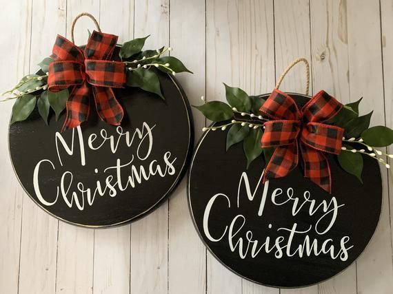 Fall Wreath Farmhouse Door Hanger Wooden Wreath Merry Christmas Front Door Decor