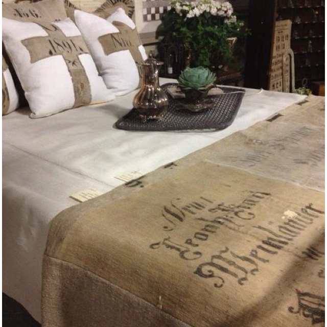 Burlap Bedding Love Bed