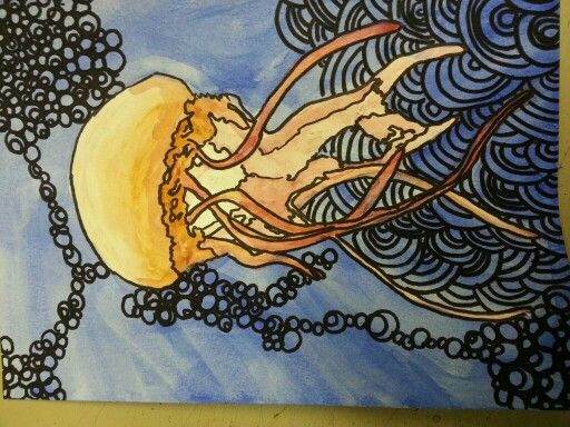 sharpie watercolor painting jellyfish