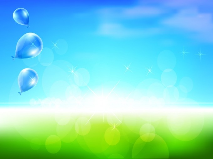 sweet dream balloons ppt backgrounds is a green and blue presentation poster template