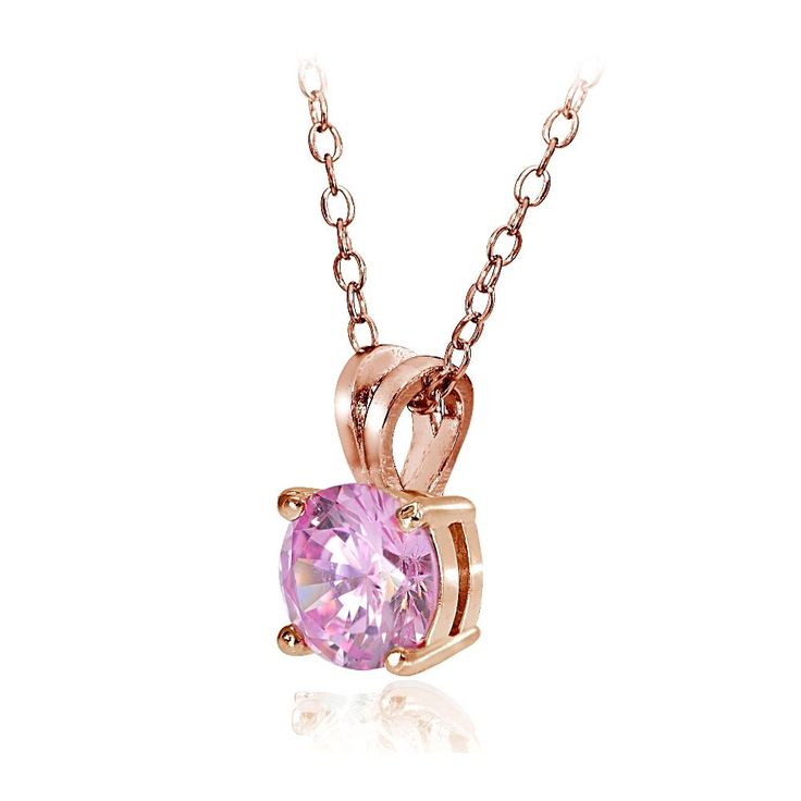 Rose Gold Tone on 925 Silver 2ct Cubic Zirconia 8mm Round Solitaire Necklace Rose Gold Tone on 925 Silver 2ct Cubic Zirconia 8mm Round Solitaire Necklace