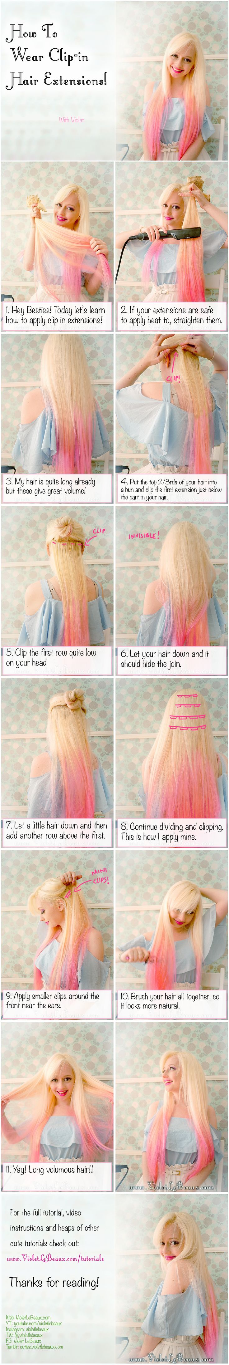 How To Wear Clip in Hair Extensions | Violet LeBeaux- Cute Free Craft Tutorials