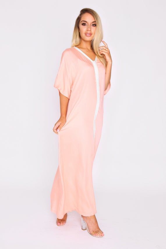 Womens Kaftan Maxi Dress Feliz Cover Up In Salmon Womens Kaftan Maxi Dress Feliz