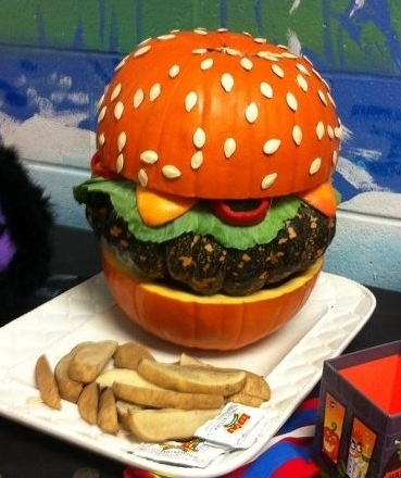 pumpkin burger so creative pumpkin decoratingdecorating ideascreativefall halloweenpumpkinsholiday