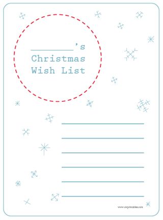 printable christmas wish list - I printed 2 for each kid...our house and Grandma's house. I love that it's shorter so they can learn to put what they really want/need and not everything under the sun!