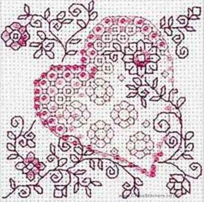 REDWORK HEART CROSS STITCH KIT by RIOLIS