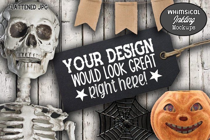 Download Skeleton And Black Tag Halloween Mockup 860193 Seasonal Design Bundles Free Design Resources Design Bundles Design Freebie